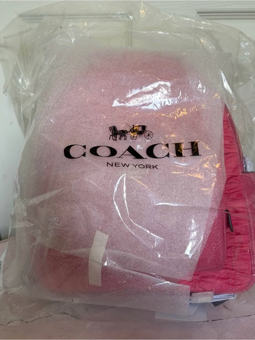 Coach court backpack with ruching confetti pink NWT